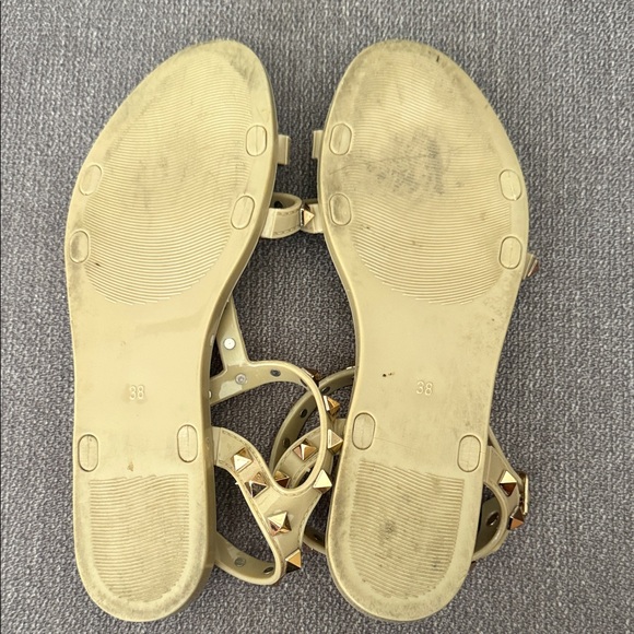 Valentino Women's Gold Studded Sandals - Picture 7 of 8